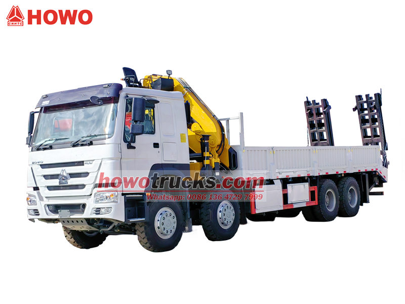 Howo 8x4 cargo truck with 16T crane