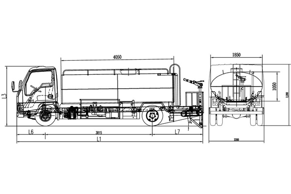 Water tanker truck with capacity 6000L drawing