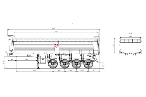 4 axles tipper trailer drawing