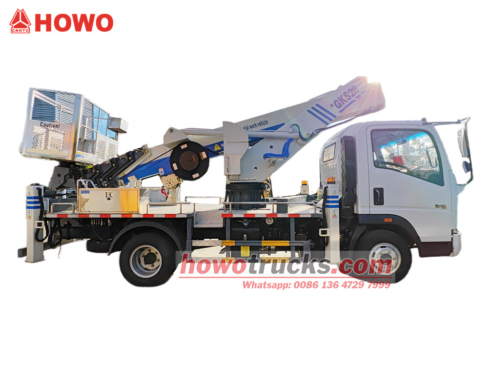 SINOTRUK HOWO RHD truck mounted 28m aerial bucket truck