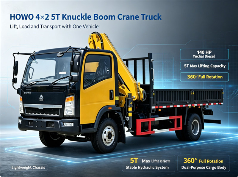 HOWO 5Ton truck mounted hydraulic lifting crane