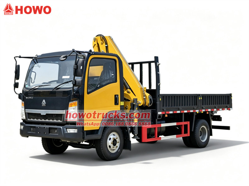HOWO 4x2 cargo truck with 5T crane